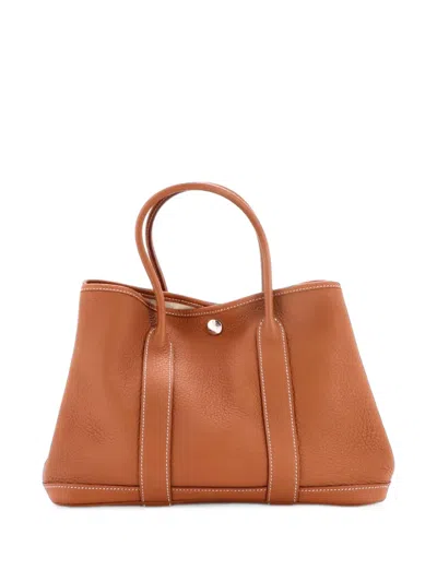 Pre-owned Hermes Garden Party Leather 30 Tote Bag In Brown