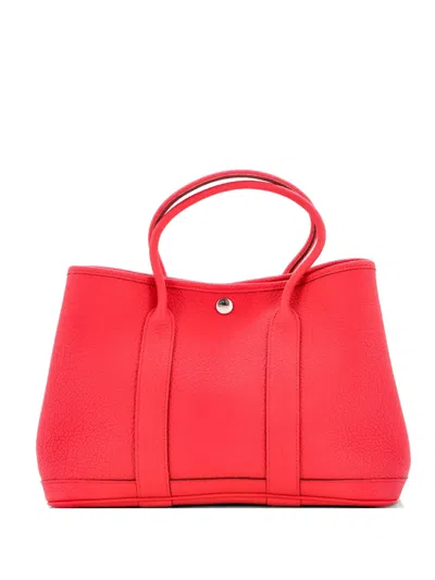 Pre-owned Hermes Garden Party Leather 30 Tote Bag In Pink