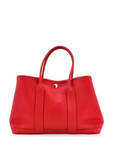 Pre-owned Hermes Garden Party Leather 30 Tote Bag In Red