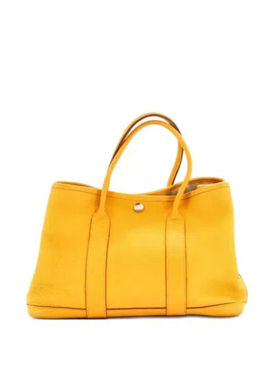 Pre-owned Hermes Garden Party Leather 30 Tote Bag In Yellow