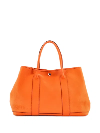 Pre-owned Hermes Garden Party Leather 36 Tote Bag In Orange