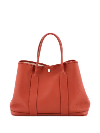 Pre-owned Hermes Garden Party Leather 36 Tote Bag In Red