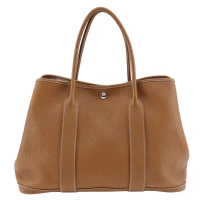 Pre-owned Hermes Garden Party Leather Tote Bag () In Brown
