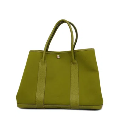 Hermes Hermès Garden Party Green Leather Tote Bag ()