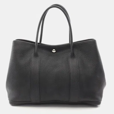 Pre-owned Hermes Garden Party Pm Black Leather Bag