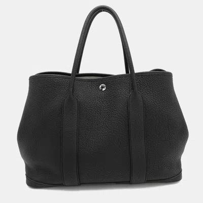 Pre-owned Hermes Garden Party Pm Black Negonda Leather Handbag
