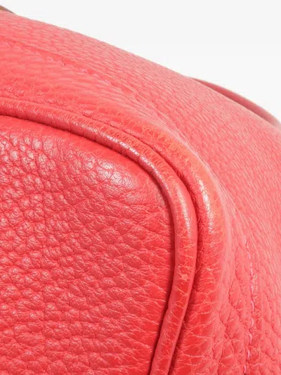 Pre-owned Hermes Garden Party Pm Calfskin Tote Bag In Red