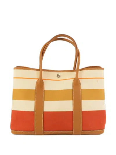 Pre-owned Hermes Garden Party Pm Canvas Tote Bag In Brown
