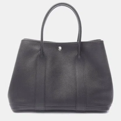 Pre-owned Hermes Garden Party Pm Hand Tote Bag Negonda Leather Black Shw Q
