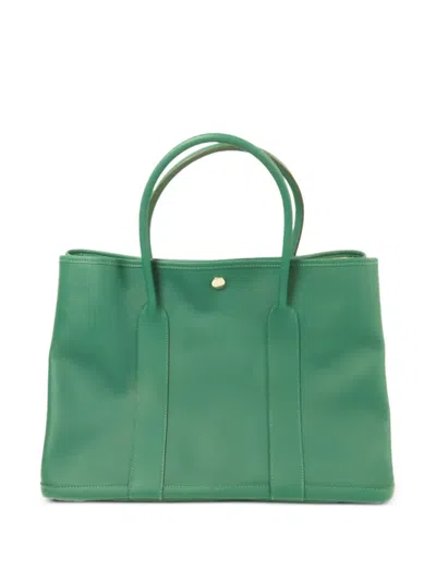 Pre-owned Hermes Garden Party Pm Tote Bag In Green