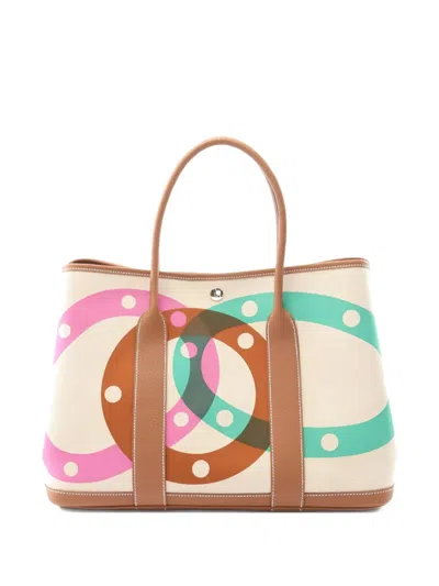 Pre-owned Hermes Garden Party Pm Tote Bag In Neutral