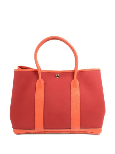 Pre-owned Hermes Garden Party Pm Tote Bag In Red