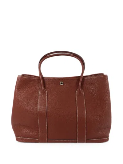 Pre-owned Hermes Garden Party Pm Tote Bag In Red