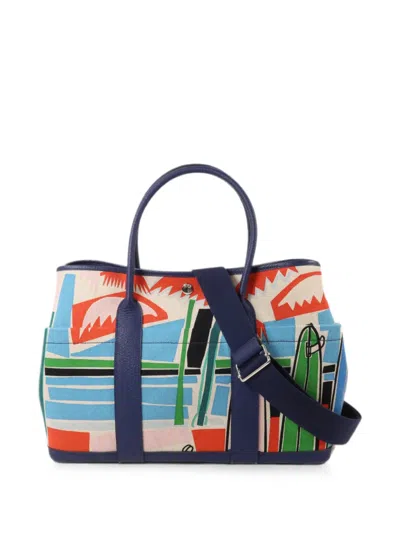 Pre-owned Hermes Garden Party Pocket Tote Bag In Neutrals