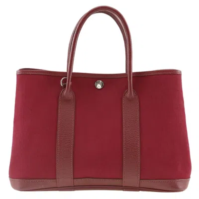 Hermes Hermès Garden Party Red Canvas Tote Bag ()