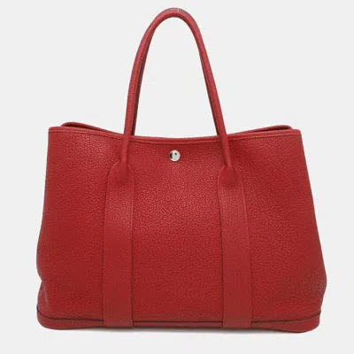 Pre-owned Hermes Garden Party Rouge Casaque Negonda Leather Size Pm Bag