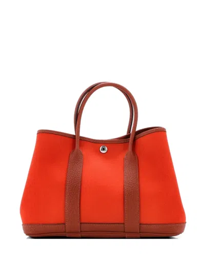 Pre-owned Hermes Garden Party Toile And Leather 30 Tote Bag In Brown
