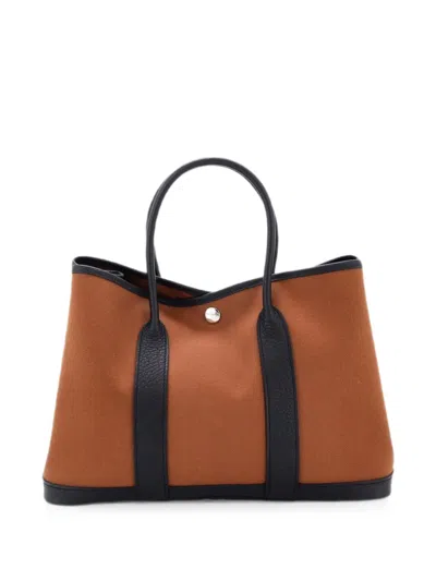 Pre-owned Hermes Garden Party Toile And Leather 30 Tote Bag In Brown