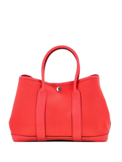 Pre-owned Hermes Garden Party Toile And Leather 30 Tote Bag In Pink