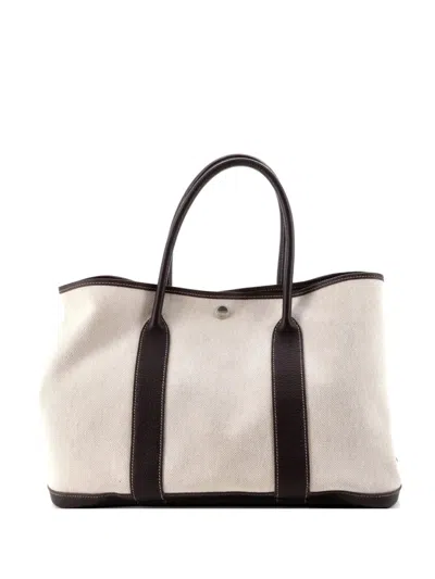 Pre-owned Hermes Garden Party Toile And Leather 36 Tote Bag In Brown