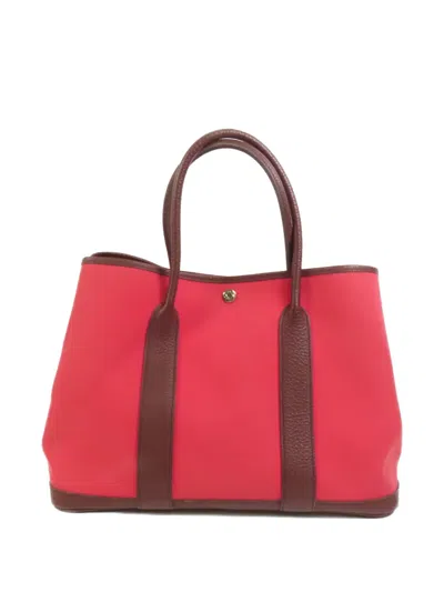 Pre-owned Hermes Garden Party Tote Bag In Red