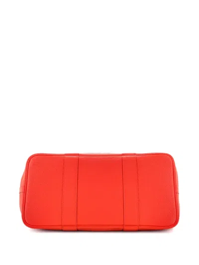 Pre-owned Hermes Garden Party Tote Leather With Printed Interior 36 Satchel In Orange