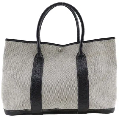 Pre-owned Hermes Garden Party Tote Toile And Leather Gray Canvas Tote Bag Bag ()