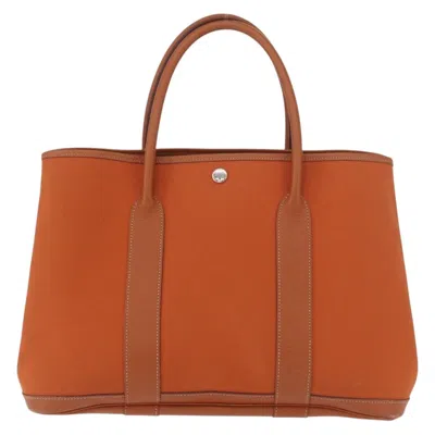 Pre-owned Hermes Garden Party Tote Toile And Leather Orange Canvas Tote Bag Bag ()