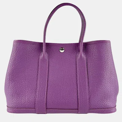 Pre-owned Hermes Garden Party Tpm Anemone Negonda Top Handle Bag In Purple