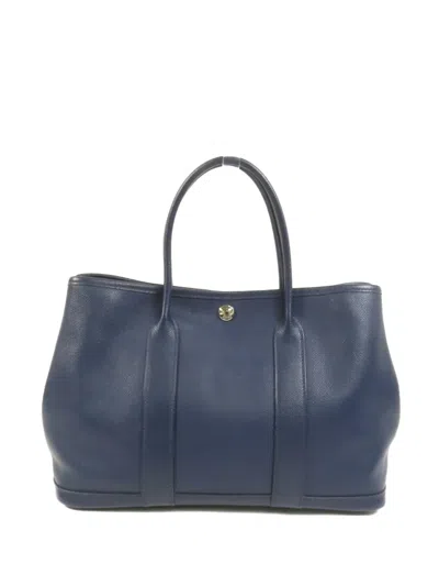 Pre-owned Hermes Garden Party Tpm Epsom Tote Bag In Blue