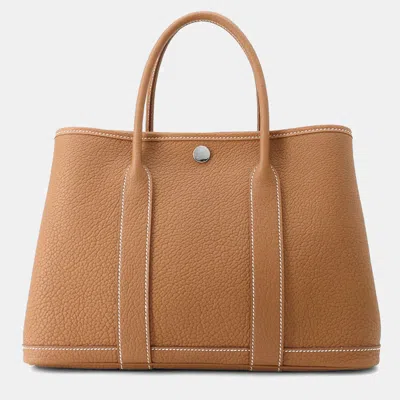 Pre-owned Hermes Garden Party Tpm Gold Negonda Leather Tote Bag