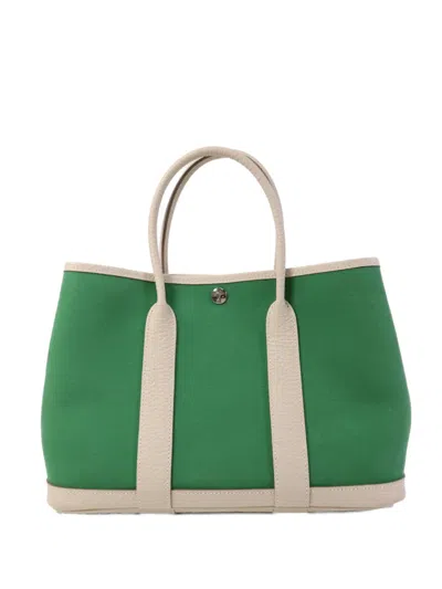 Pre-owned Hermes Garden Party Tpm Tote Bag In Green