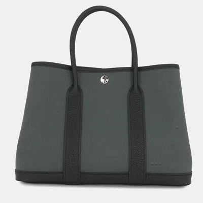 Pre-owned Hermes Garden Party Vert Mangrove/black Toile H Negonda Leather Size Tpm