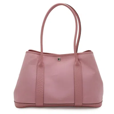 Pre-owned Hermes Garden Pink Toile Officier Leather Shoulder Bag Tote Bag ()