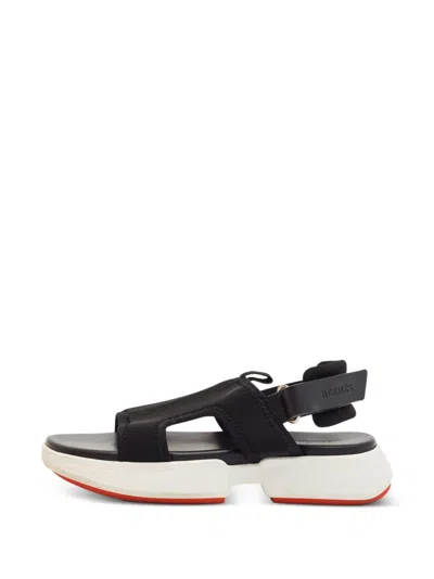 Pre-owned Hermes Gate Slingback Sandals In Black
