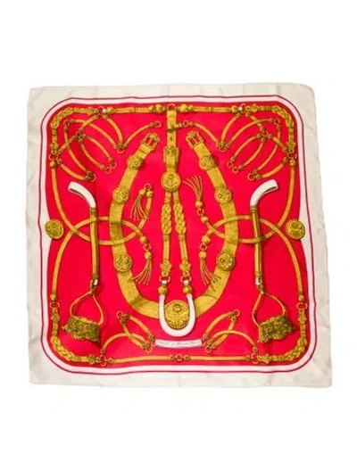 Pre-owned Hermes Gaucho Par Silk Scarf In Red