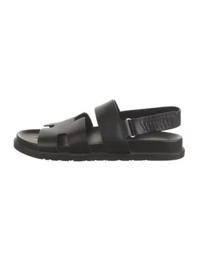 Pre-owned Hermes Genius H Logo Sandals In Black