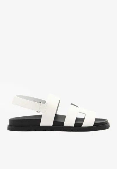 Pre-owned Hermes Genius Sandals In White Calfskin