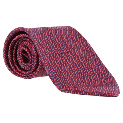 Pre-owned Hermes Geometric - Circuit Pattern Silk Tie In Black