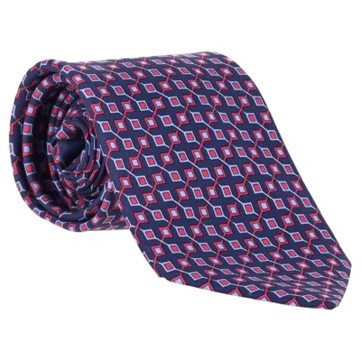 Pre-owned Hermes Geometric Pattern Silk Tie In Purple