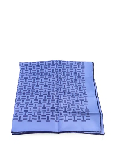 Pre-owned Hermes Geometric-print Scarf In Blue