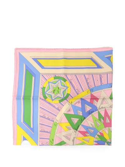 Pre-owned Hermes Geometric-print Scarf In Pink