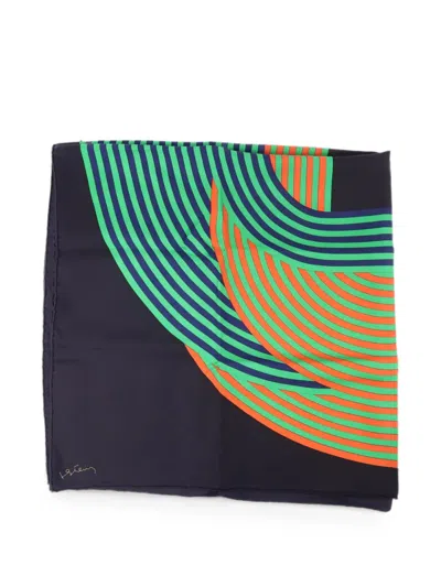Pre-owned Hermes Geometric-print Silk Scarf In Blue