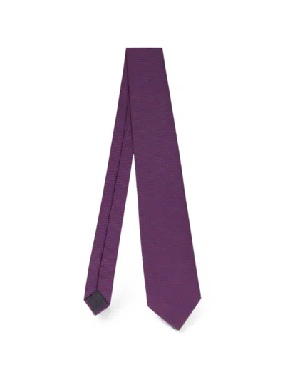Pre-owned Hermes Geometric-print Tie In Purple