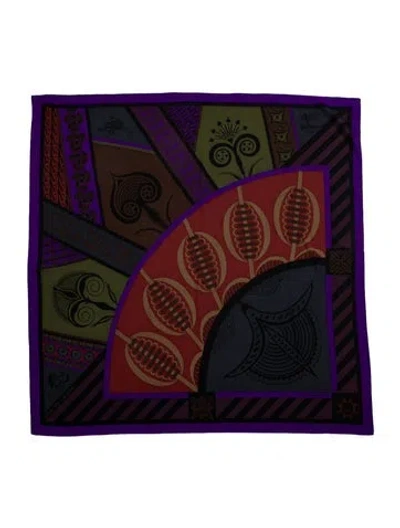 Pre-owned Hermes Geometrie Cretoise Cashmere Shawl In Purple