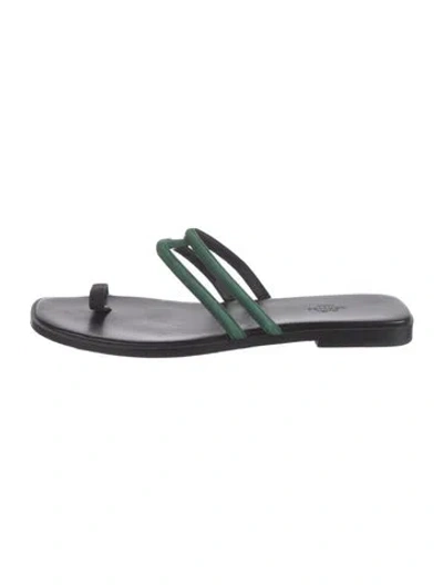 Pre-owned Hermes Georgia Leather Slides In Gold