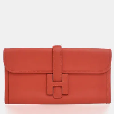 Pre-owned Hermes Geranium Swift Jige Elan 29 In Red
