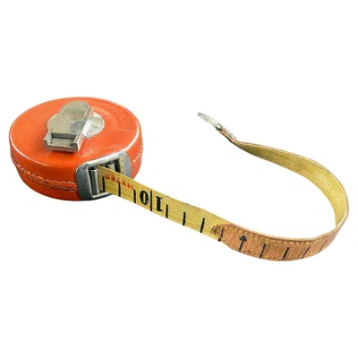 Pre-owned Hermes German Vintage Leather Tape Measure, Orange Brown 1940s, Germany