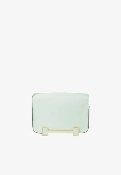 Hermes Geta Shoulder Bag In Vert Fizz Chevre Leather With Gold Hardware In Green