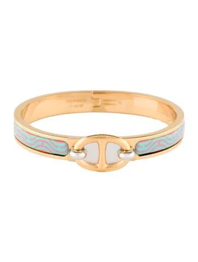 Pre-owned Hermes "ghost H" Mini Clic Chaine D'ancre Bangle Bracelet, 6.25" In Multi
